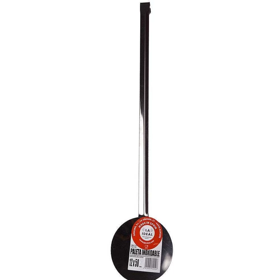 "Wheel and Barrow Stainless Steel Paella Skimmer 12x50cm – Large Professional Kitchen Tool for Perfect Rice Dishes"