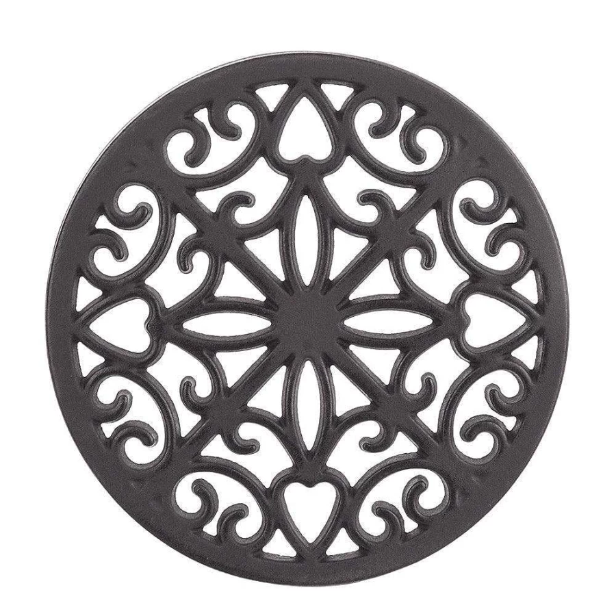 Wheel and Barrow 20Cm Black Cast Iron Trivet for Kitchen Countertop & Table Heat Protection