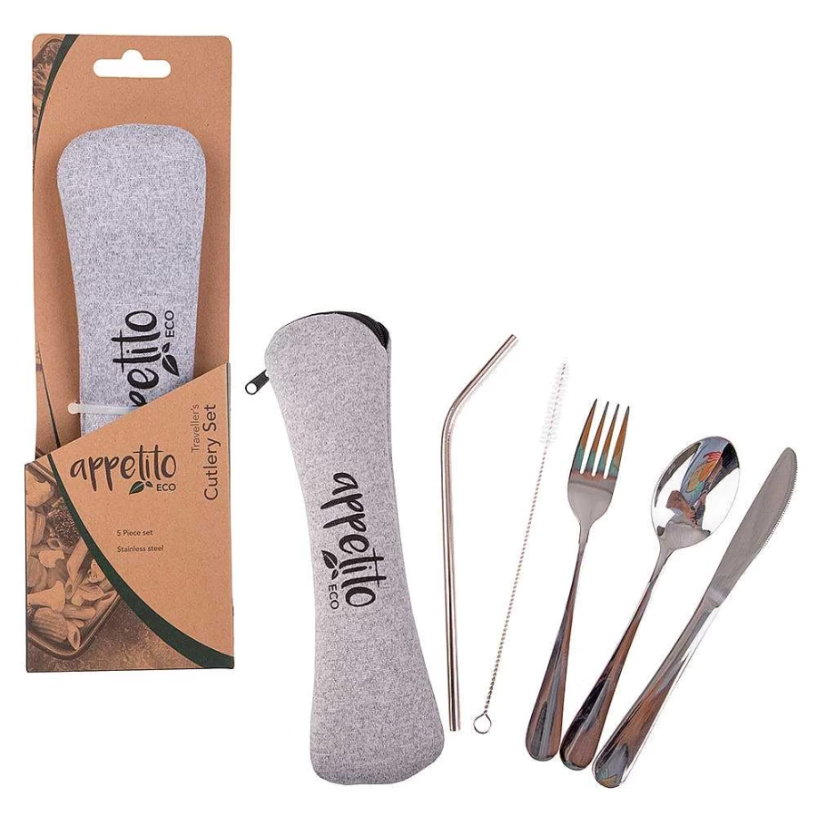 Wheel and Barrow 5-Piece Stainless Steel Travel Cutlery Set for Camping and On-the-Go Dining