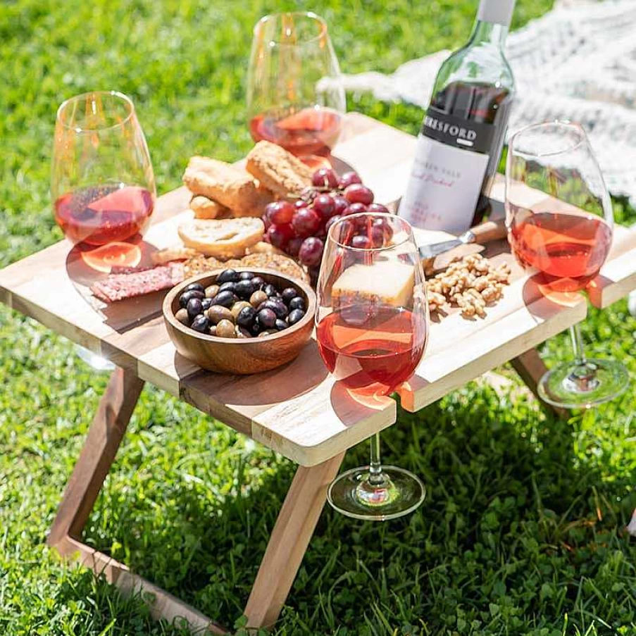 Wheel and Barrow Acacia Wood Picnic Table 48x38x24cm Outdoor Dining Portable Folding