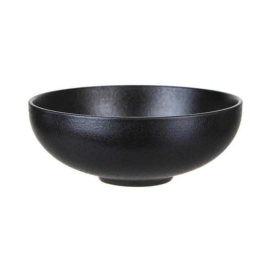 "Wheel and Barrow Round Black Ceramic Bowl - 15.8cm Diameter x 6cm Height"