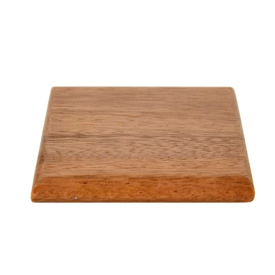 Wheel and Barrow Acacia Wood Square Coasters Set - 10cm Natural Wood Drink Coasters for Home & Bar Decor