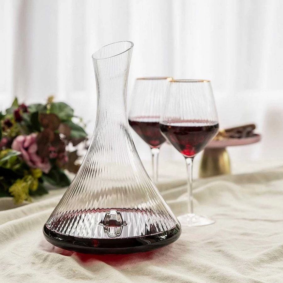 Wheel and Barrow Premium 2.3L Optic Decanter for Wine Aeration and Elegant Serving