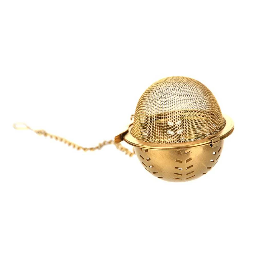 Wheel and Barrow Gold Stainless Steel Tea Infuser Ball with Chain - Fine Mesh Loose Leaf Strainer