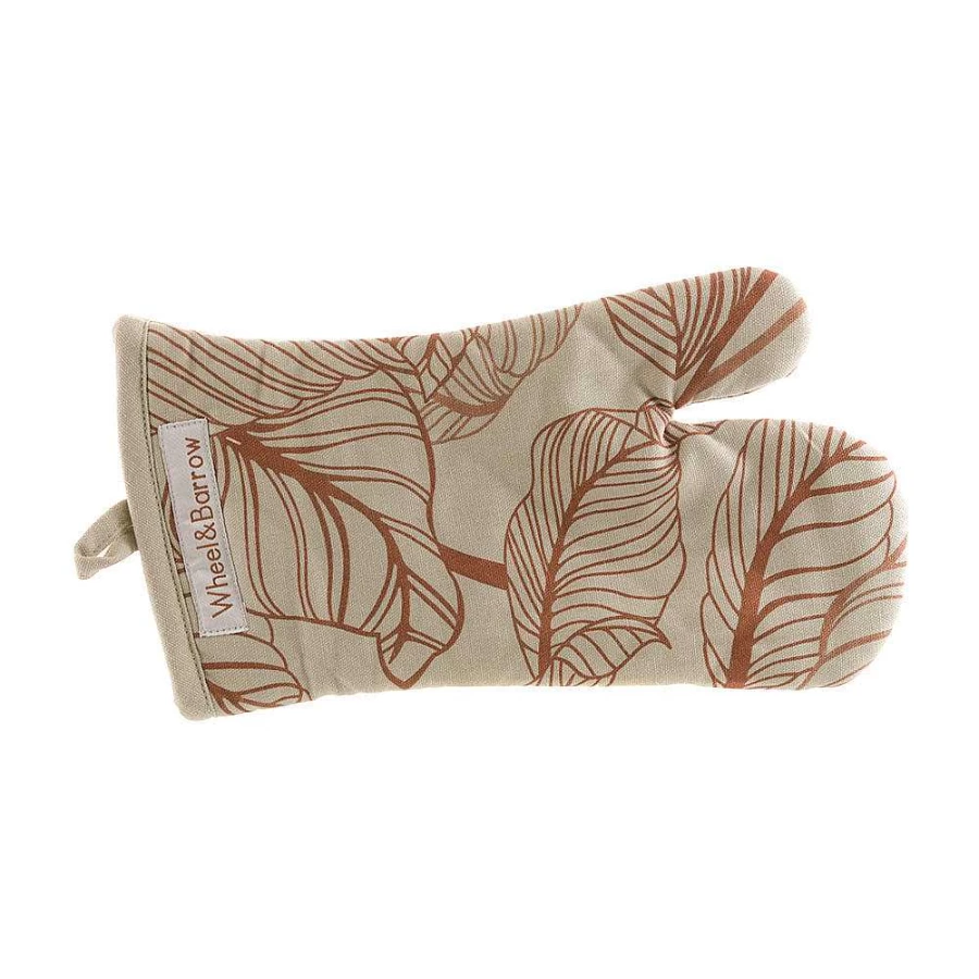 Wheel and Barrow Heat-Resistant Oven Mitt - Pumpkin & Tawny Kitchen Glove for Baking and Cooking