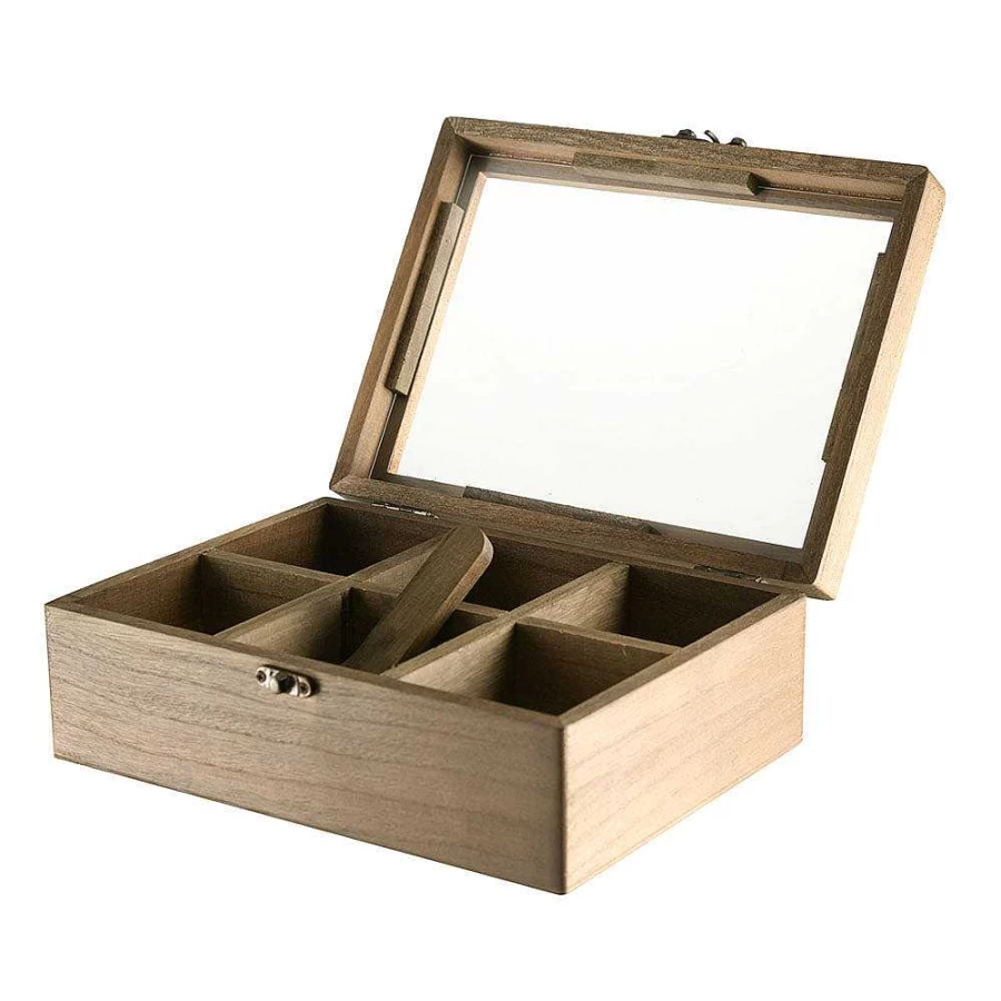 Wheel and Barrow Acacia Wood Tea Storage Box - 25cm x 18.5cm x 9cm Organizer for Tea Bags and Accessories