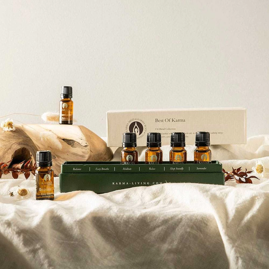 "Wheel and Barrow Best Of Karma Living Essential Oil Blend Set – Premium Aromatherapy Oils for Relaxation & Wellness"