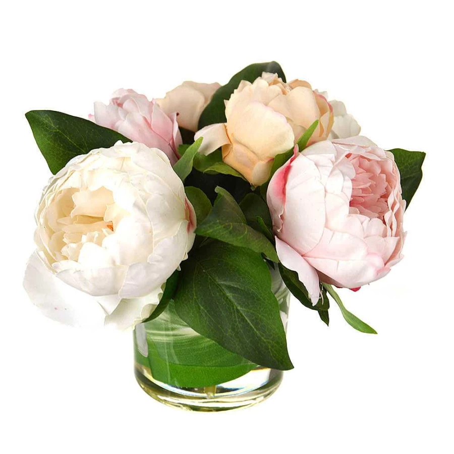 Wheel and Barrow Pre Made Peony Posey Vase - 22cm Floral Arrangement Centerpiece