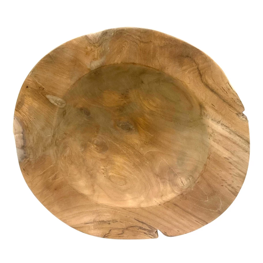 Wheel and Barrow Malo Teak Wood Serving Plate - 50cm Round Brown Natural Teakware for Dining & Charcuterie