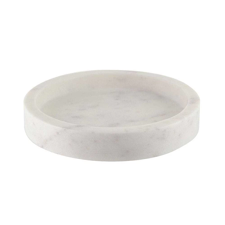 Wheel and Barrow White Marble Round Serving Tray - 15cm Elegant Stone Cheese Board