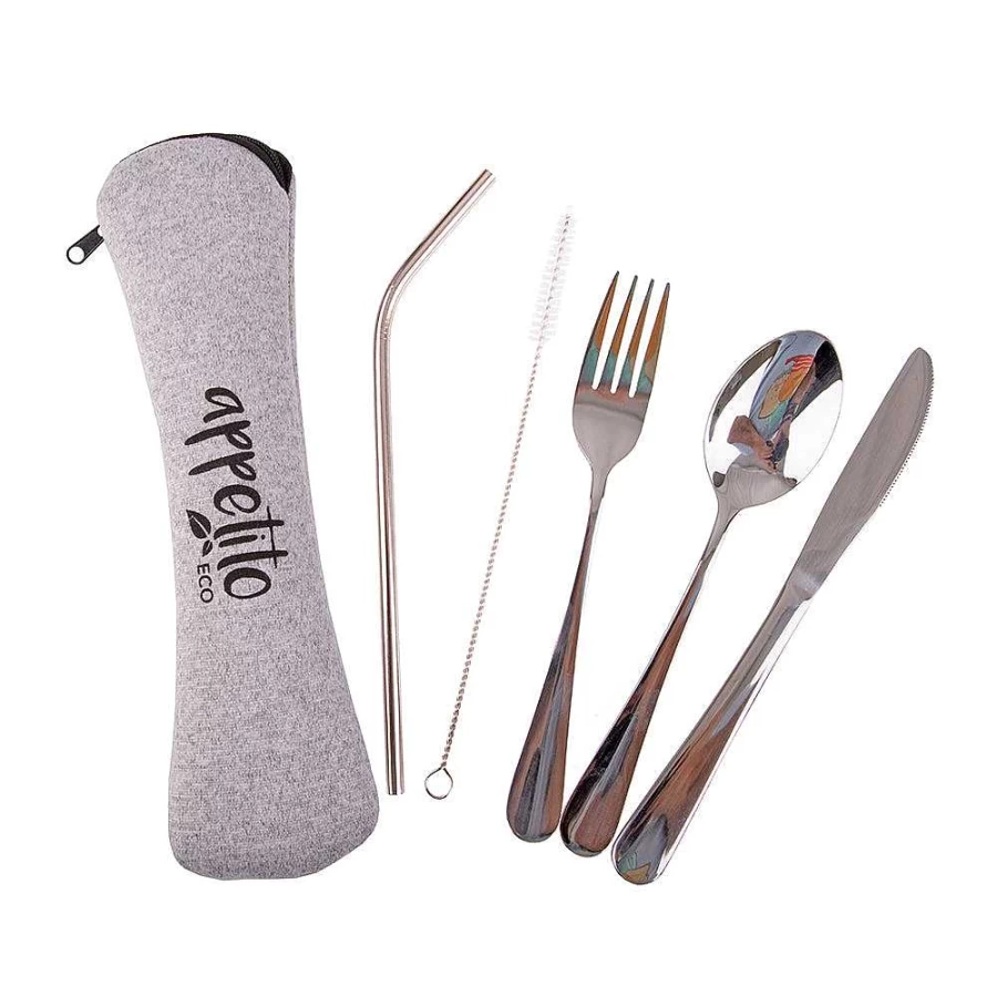 Wheel and Barrow 5-Piece Stainless Steel Travel Cutlery Set for Camping and On-the-Go Dining