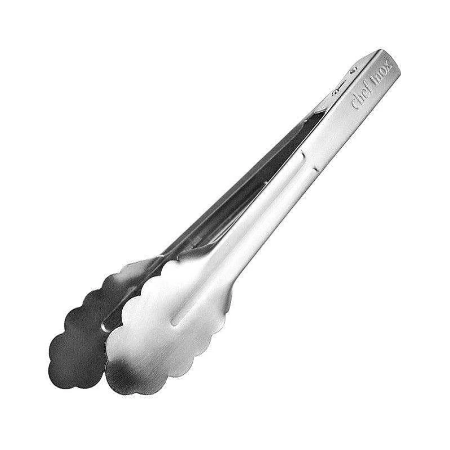 Wheel & Barrow 23cm Auto-Locking Stainless Steel Kitchen Tongs for Cooking and Grilling