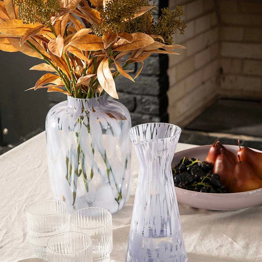 Wheel and Barrow 800ml Lilac Marble Glass Carafe - Elegant Decanter for Water & Wine