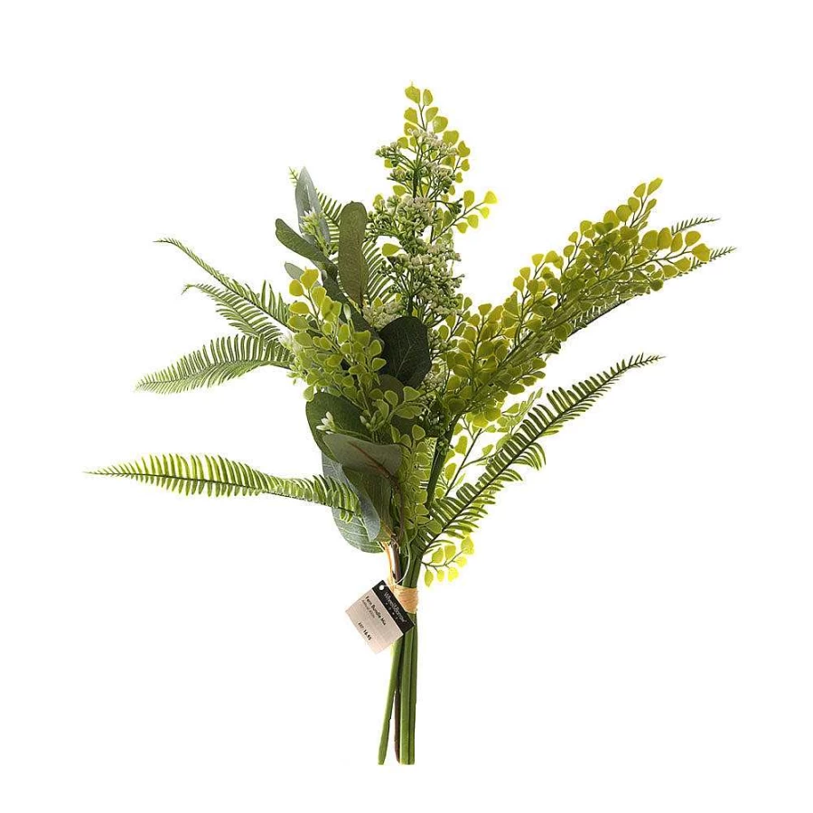 Wheel and Barrow Fern Bundle Mix - 40Cm Green Artificial Plants for Home Decor