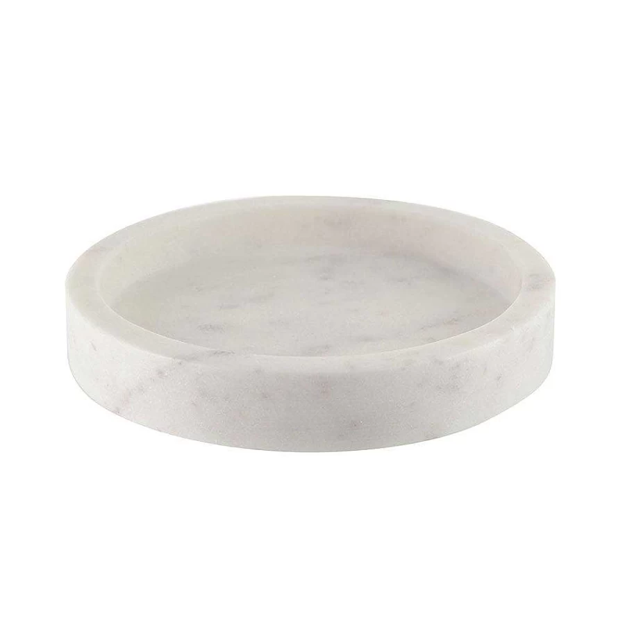 Wheel & Barrow White Marble Round Serving Tray - 15cm Elegant Stone Cheese Board
