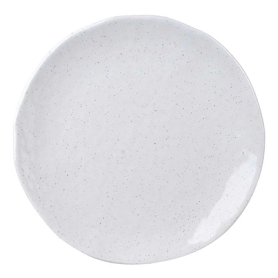 Wheel and Barrow Melamine Dinner Plate 28cm - Speckled White Durable Dishware for Dining