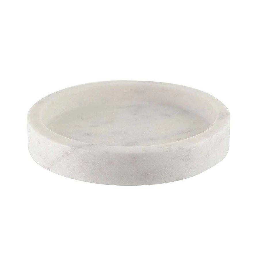 "Wheel and Barrow White Marble Round Serving Tray - 15cm Diameter Elegant Stone Cheese Board"