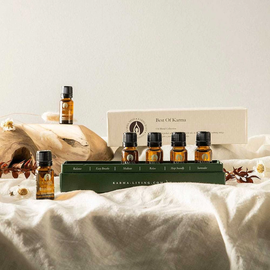"Wheel and Barrow Best Of Karma Living Essential Oil Blend Set – Premium Aromatherapy Oils for Relaxation & Wellness"