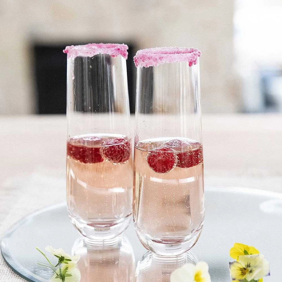Wheel and Barrow Stemless Champagne Flute - 290ml Clear Glass Tumbler for Sparkling Wine