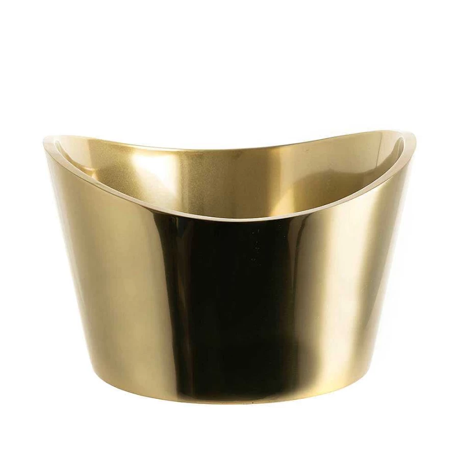 Wheel and Barrow Gold Stainless Steel Oval Wave Cut Large Wine Cooler Chiller