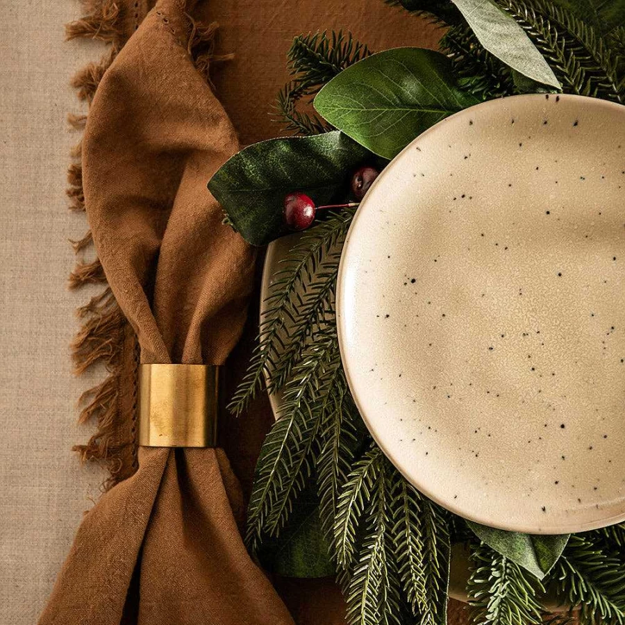 Wheel and Barrow 12-Piece Stoneware Dinner Set in Matte Cream with Speckled Design - Durable Ceramic Plates & Bowls