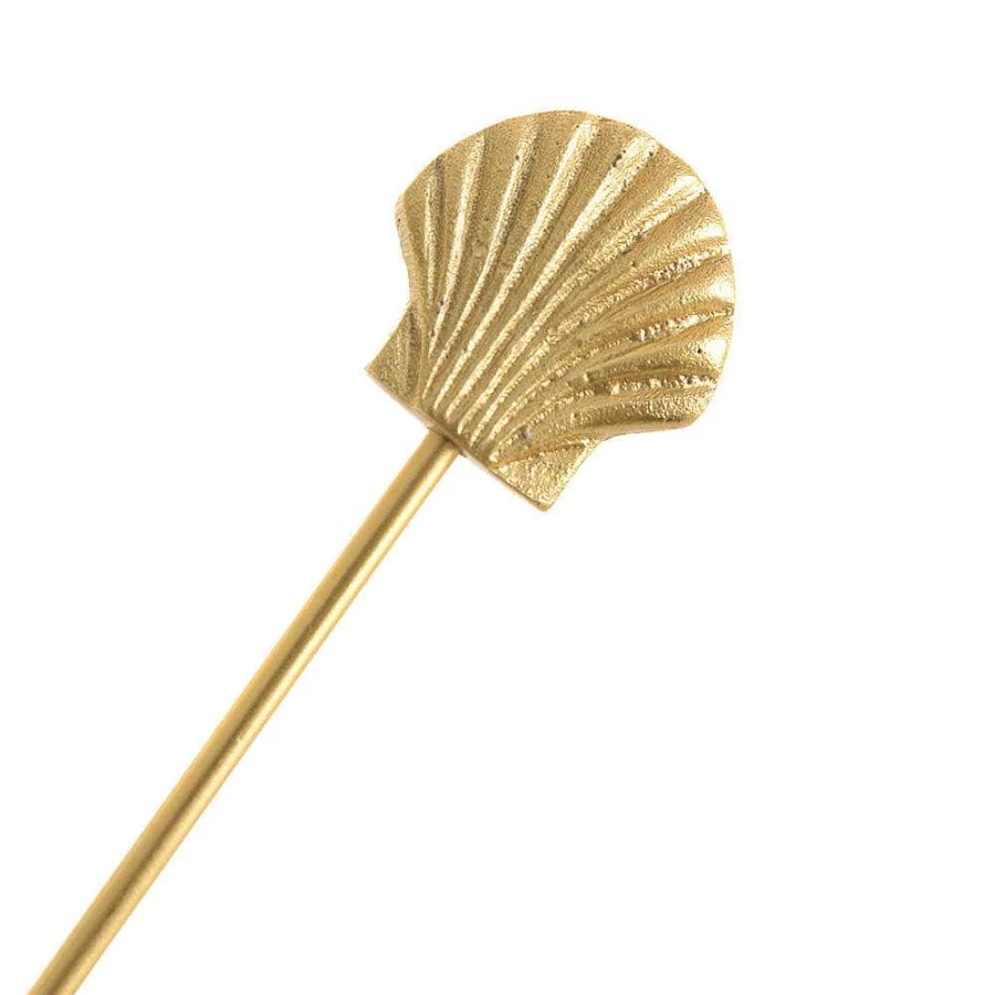 Wheel & Barrow Gold Shell-Shaped Cocktail Stirrer - Elegant Drink Mixer for Bar & Home Use