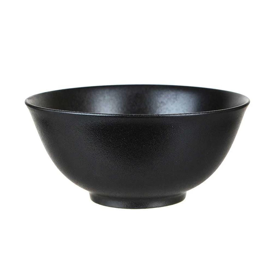 Wheel and Barrow Black Noodle Bowl - 18cm Diameter Ceramic Asian Soup Dish for Ramen and Pho