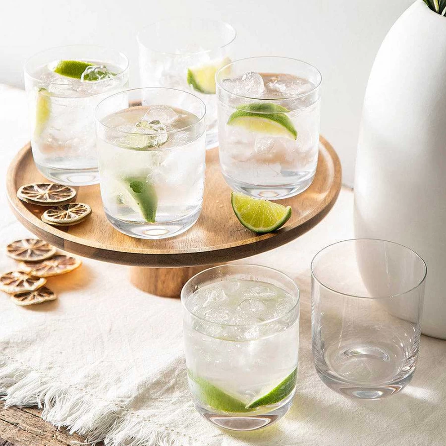 Wheel and Barrow Rona Classic Glass Tumbler Set - 6 Pack, 370ml, Clear Drinking Cups for Beverages