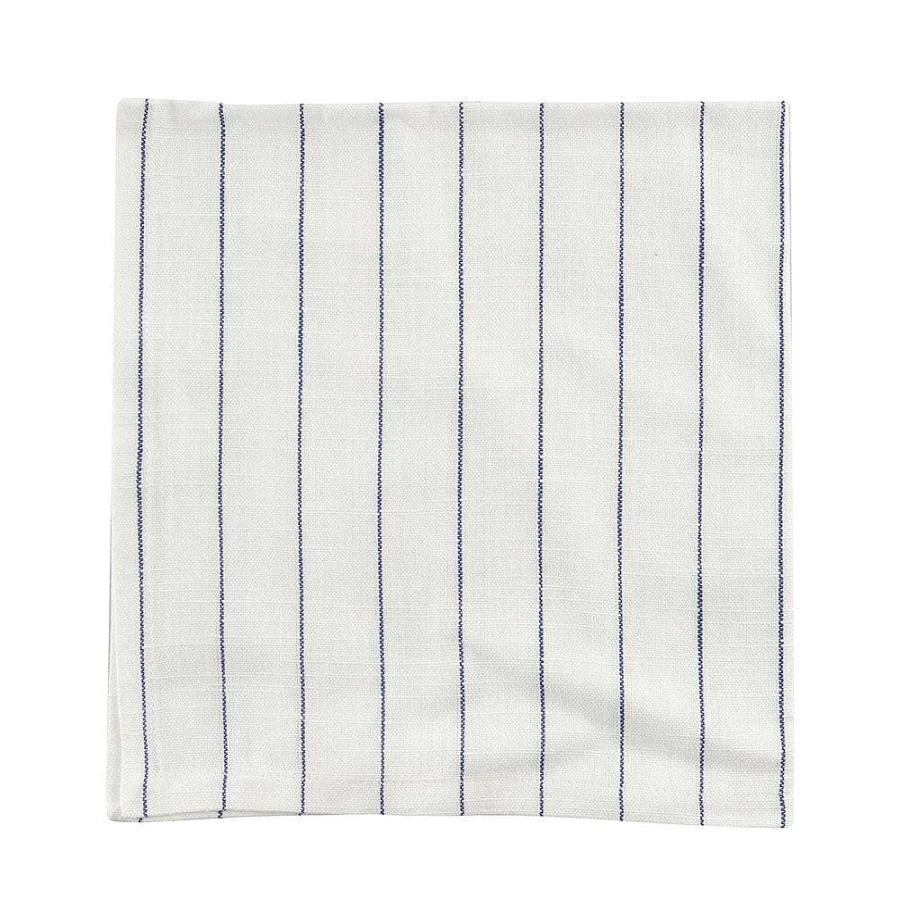 Wheel & Barrow White and Blue Pinstripe Napkin 45x45cm Premium Dining Linen