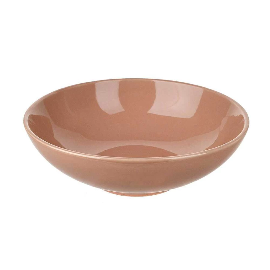 Wheel and Barrow Pink Stoneware Clay Bowl 20cm - Handcrafted Ceramic Serving Dish