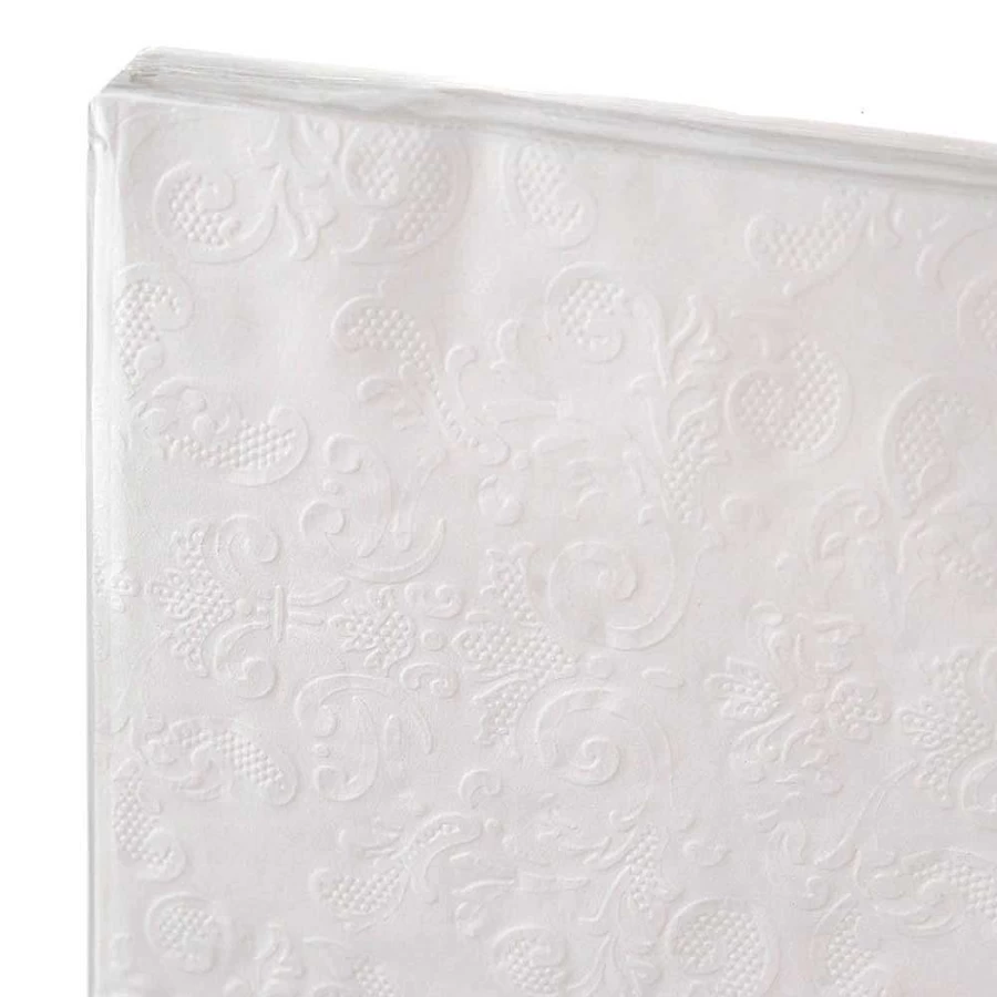 Wheel and Barrow White Embossed Paper Napkins 40cm x 40cm - Pack of 20 Premium Dinner Napkins