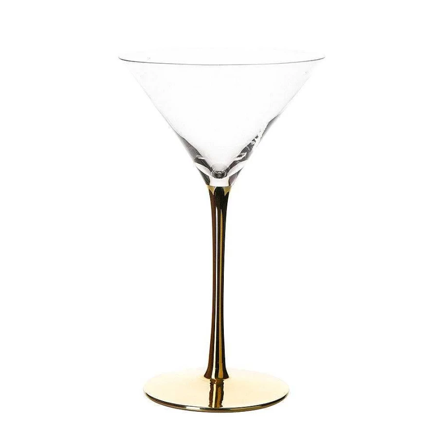 Wheel and Barrow Premium 255ml Gold-Stemmed Martini Glass for Cocktails