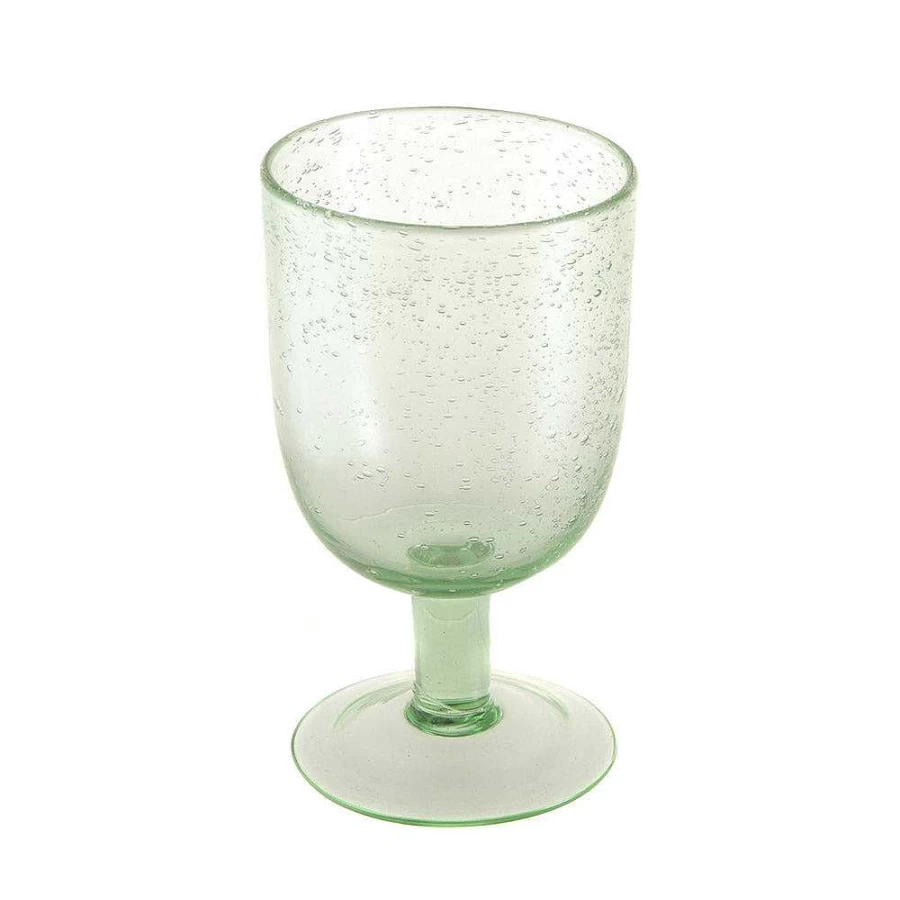 Wheel and Barrow Green Bubble Wine Glass - 350ml Elegant Drinking Glass for Champagne and Sparkling Wine
