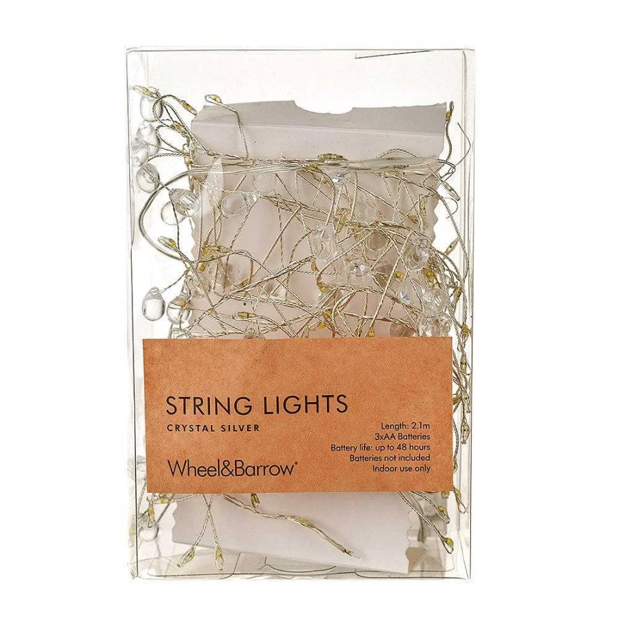 Wheel and Barrow Crystal Silver String Lights 2.1M Outdoor/Indoor Decorative Fairy Lights for Wedding Party Garden Decor