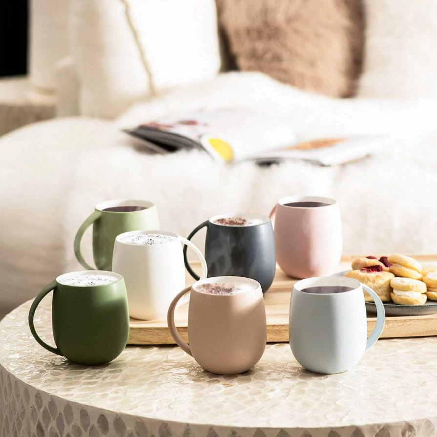 Wheel and Barrow Light Blue Ceramic Coffee Mug 400ml - Insulated Matte Finish Tea Cup