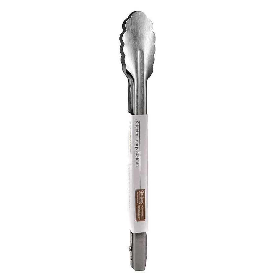Wheel and Barrow 30cm Auto-Locking Stainless Steel Kitchen Tongs for Cooking and Grilling