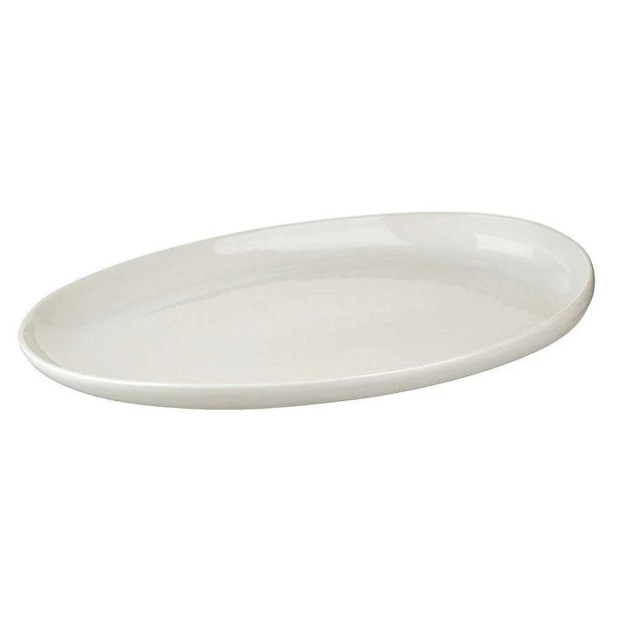 Wheel & Barrow White Porcelain Oval Platter - 41cm x 24cm x 5cm - Elegant Serving Dish