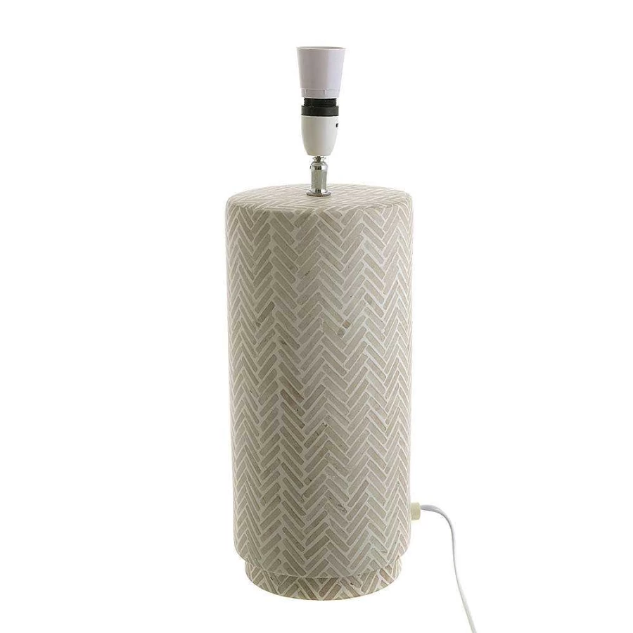Wheel and Barrow Herringbone Pattern Beige Table Lamp - 65cm Modern Lighting