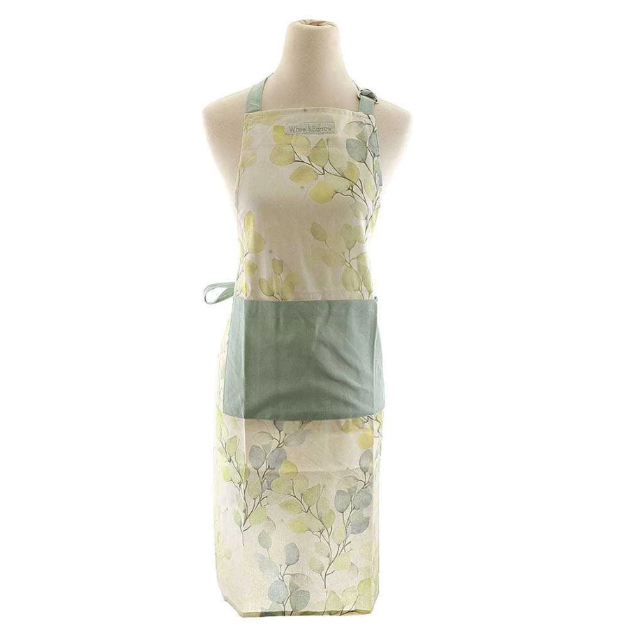 "Wheel and Barrow Leaf Print Apron - Stylish and Durable Kitchen Apron with Floral Design"