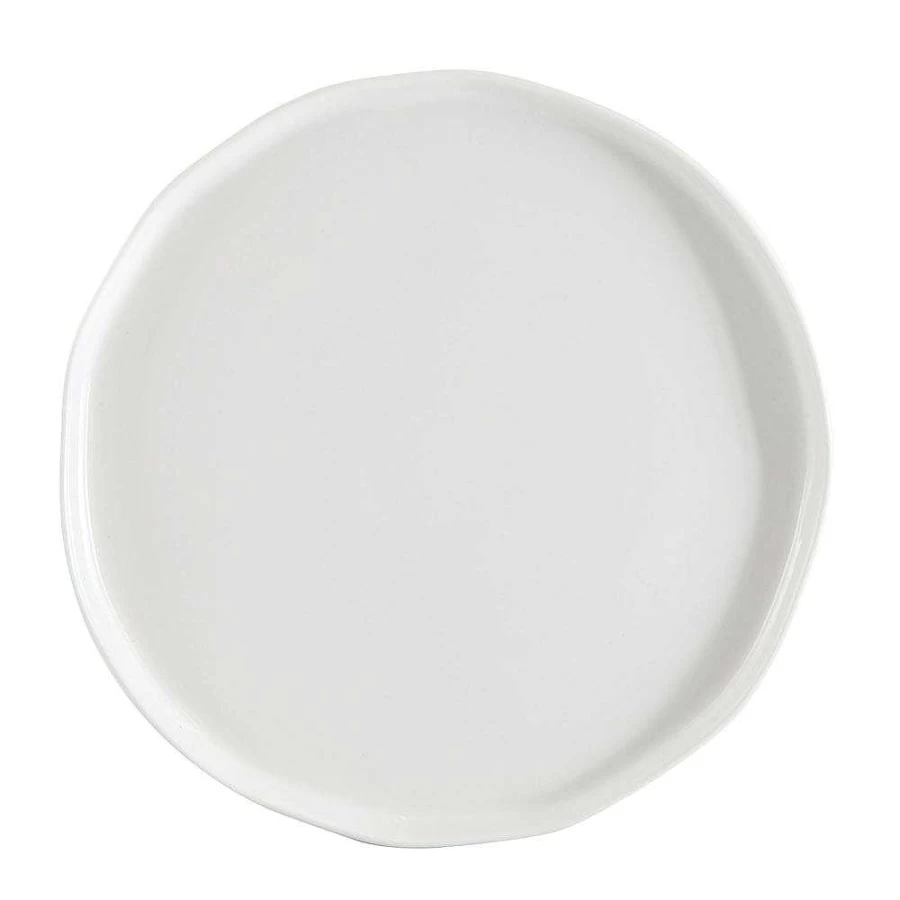 Wheel and Barrow White Wave Rim Ceramic Plate 26cm - Elegant Dinnerware for Modern Dining