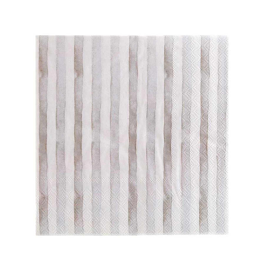 Wheel and Barrow Beige Striped Paper Napkins - 20 Pack, Premium Disposable Dinner Napkins for Parties & Events