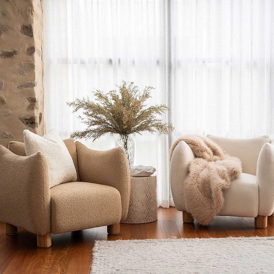 Wheel and Barrow Cloud Butter Beige Boucle Accent Chair 91.5x81x72cm Modern Comfort Seating