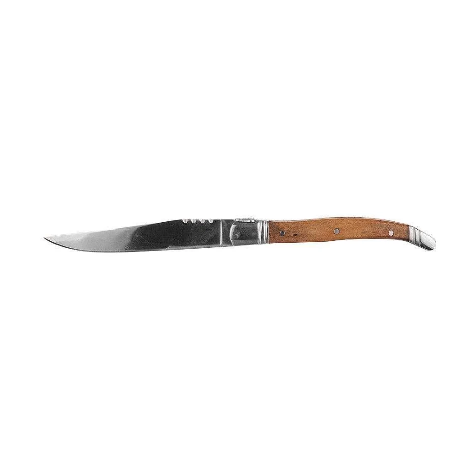 Wheel and Barrow 6-Piece Steak Knife Set with Olive Wood Handles - Premium Stainless Steel Blades