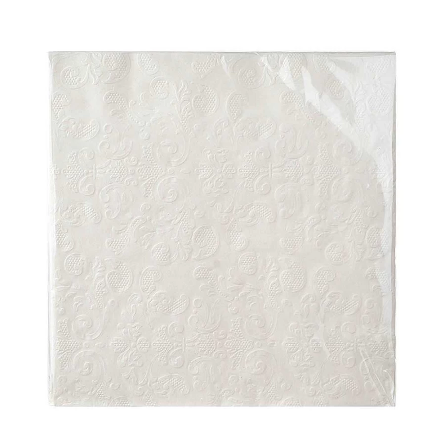 Wheel and Barrow White Embossed Paper Napkins 40cm x 40cm - Pack of 20 Premium Dinner Napkins