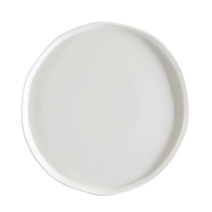 Wheel and Barrow White Wave Rim Plate 22.5cm - Elegant Ceramic Dinnerware