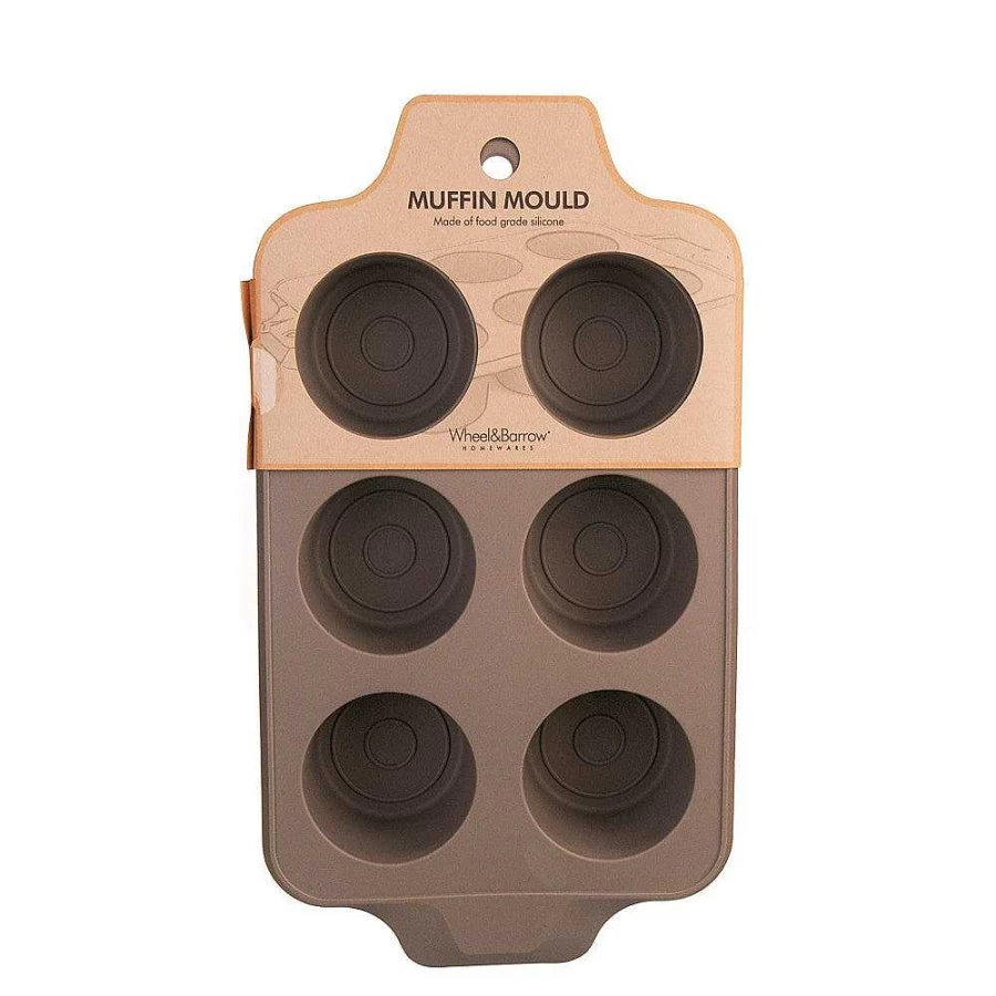 Wheel and Barrow Silicone Muffin Pan - 6 Cup Non-Stick Baking Mold