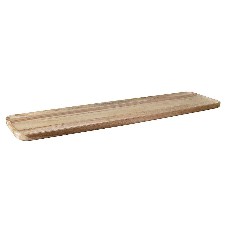 Wheel and Barrow Acacia Wood Rectangle Serving Tray 96cm x 25cm - Natural Wooden Platter for Dining & Entertaining
