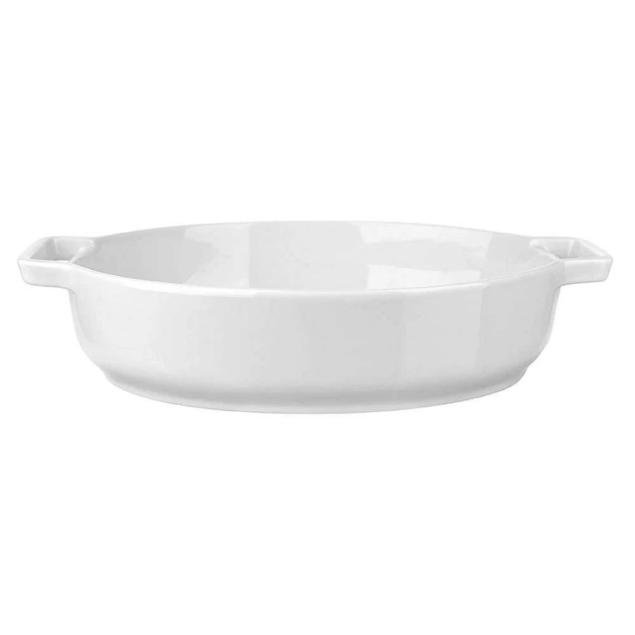 Wheel and Barrow White Porcelain Oval Baking Dish 36cm - Oven Safe Stoneware Roasting Pan