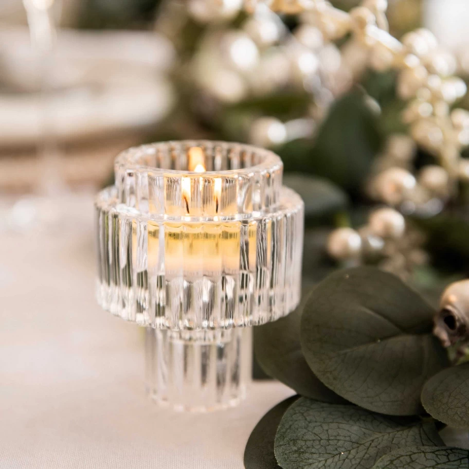 "Wheel and Barrow Black Glass Candle Holder - 8.5cm x 7cm Elegant Home Decor"