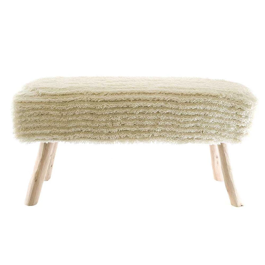 Wheel and Barrow Bench Burks Ivory 80x30cm Solid Wood Entryway Seat